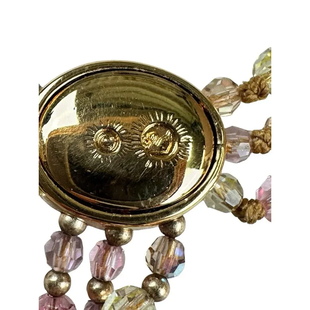 Swarovski Swan Signed AB Crystal Multi Strand Necklace Drop Bib Statement